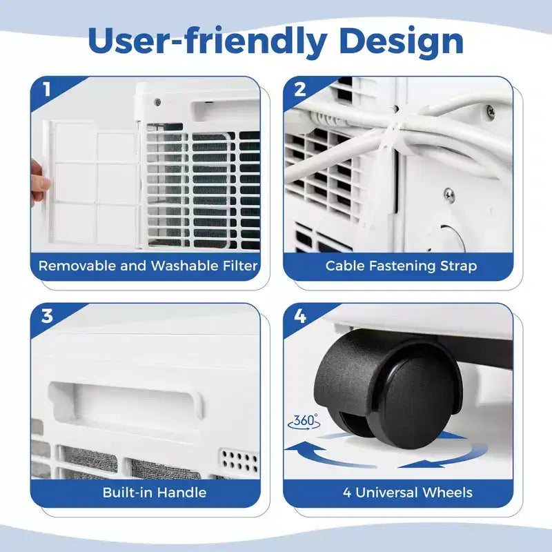 Aire Acondicionado Portátil Costway 9000 BTU Unidad de CA 3 en 1 con Ventilador Deshumidificador Modo de Suspensión 6250 BTU (9000BTU ASHRAE)
