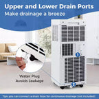 Aire Acondicionado Portátil Costway 9000 BTU Unidad de CA 3 en 1 con Ventilador Deshumidificador Modo de Suspensión 6250 BTU (9000BTU ASHRAE)