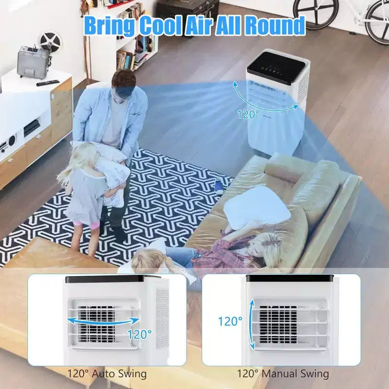Aire Acondicionado Portátil Costway de 8000 BTU, enfría hasta 23.2 m² con Ventilador y Deshumidificador de 5000 BTU (8000BTU ASHRAE)