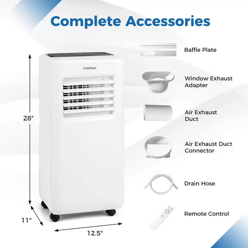 Costway Aire Acondicionado Portátil 3 en 1 de 8000 BTU con Ventilador y Deshumidificador 5000 BTU (8000 BTU ASHRAE)