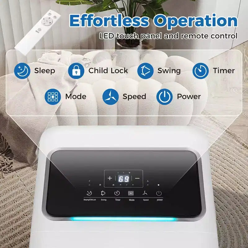 Costway Aire Acondicionado Portátil 3 en 1 de 8000 BTU con Ventilador y Deshumidificador 5000 BTU (8000 BTU ASHRAE)