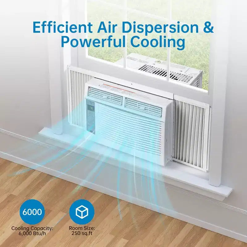 Aire acondicionado de ventana de 5000 BTU, unidad de CA para ventana con controles mecánicos fáciles de usar