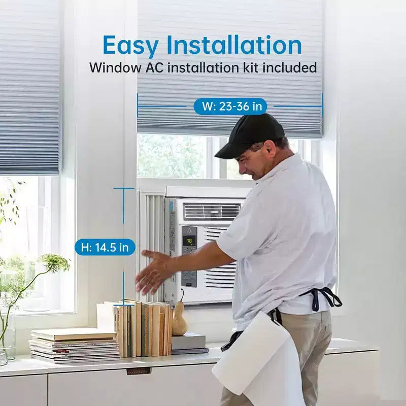 Aire acondicionado de ventana de 5000 BTU, unidad de CA para ventana con controles mecánicos fáciles de usar