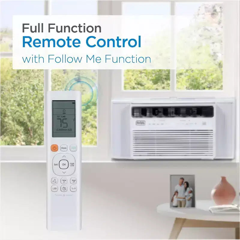 Aire Acondicionado de Ventana Inverter de 12,000 BTU de BLACK+DECKER para Hasta 550 Pies Cuadrados, Unidad de CA con Certificación ENERGY STAR, Control Remoto de Función Completa, Blanco