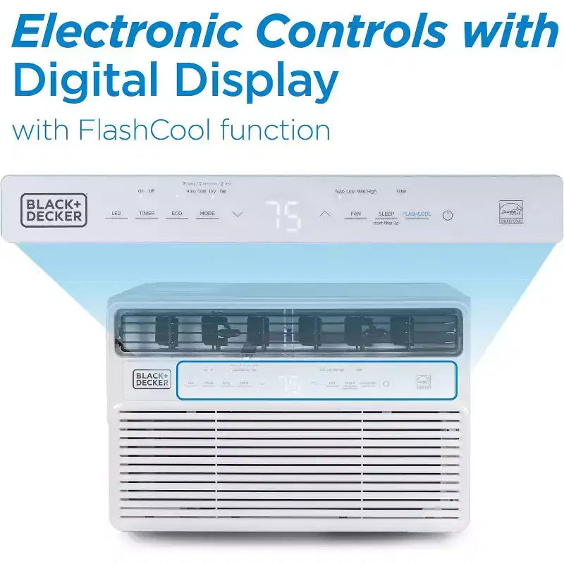 Aire Acondicionado de Ventana Inverter de 12,000 BTU de BLACK+DECKER para Hasta 550 Pies Cuadrados, Unidad de CA con Certificación ENERGY STAR, Control Remoto de Función Completa, Blanco