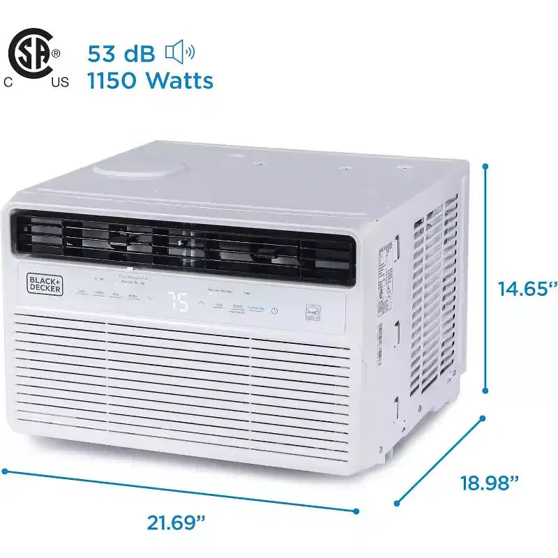Aire Acondicionado de Ventana Inverter de 12,000 BTU de BLACK+DECKER para Hasta 550 Pies Cuadrados, Unidad de CA con Certificación ENERGY STAR, Control Remoto de Función Completa, Blanco