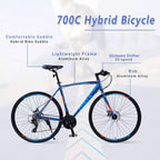 Bicicleta de carretera con transmisión de 24 velocidades, bicicleta 700C con frenos de disco, bicicleta urbana ligera con cuadro de aleación de aluminio, bicicleta híbrida de carretera