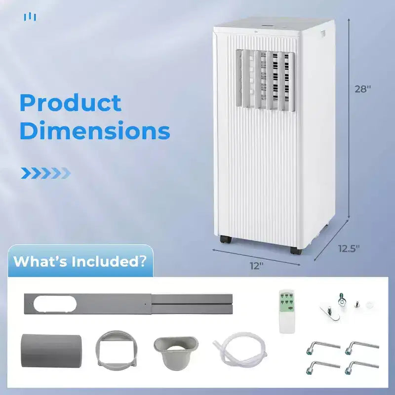 Costway Aire Acondicionado Portátil 3 en 1 de 7100 BTU (10000 BTU ASHRAE) con Deshumidificador, Frío y Ventilador