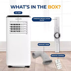 Acondicionador de aire portátil SereneLife SLACP803 con deshumidificador y ventilador de 8000 BTU (blanco y negro)