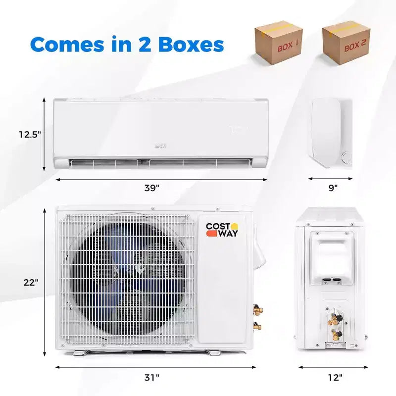 Costway Aire Acondicionado y Calefacción Mini Split de 18000 BTU con Wi-Fi y Bomba de Calor Blanco/Negro