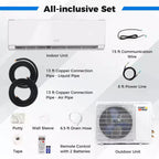 Costway Aire Acondicionado y Calefacción Mini Split de 18000 BTU con Wi-Fi y Bomba de Calor Blanco/Negro