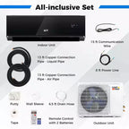 Costway Aire Acondicionado y Calefacción Mini Split de 18000 BTU con Wi-Fi y Bomba de Calor Blanco/Negro
