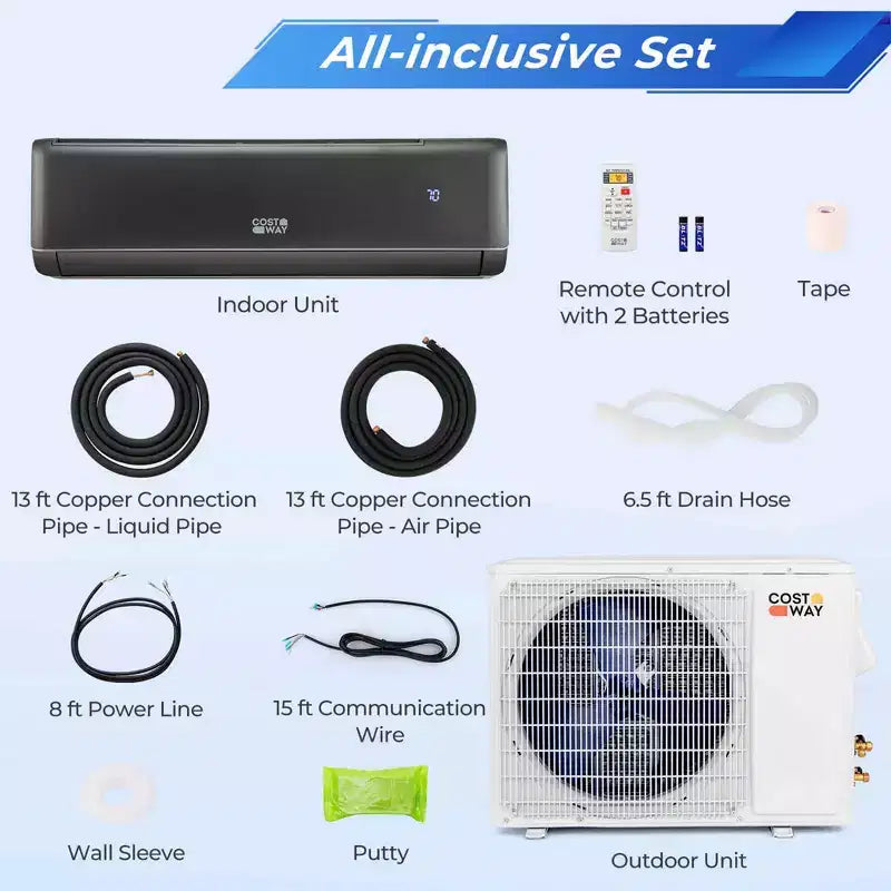 Costway Aire Acondicionado y Calefactor Mini Split de 18000 BTU con Bomba de Calor