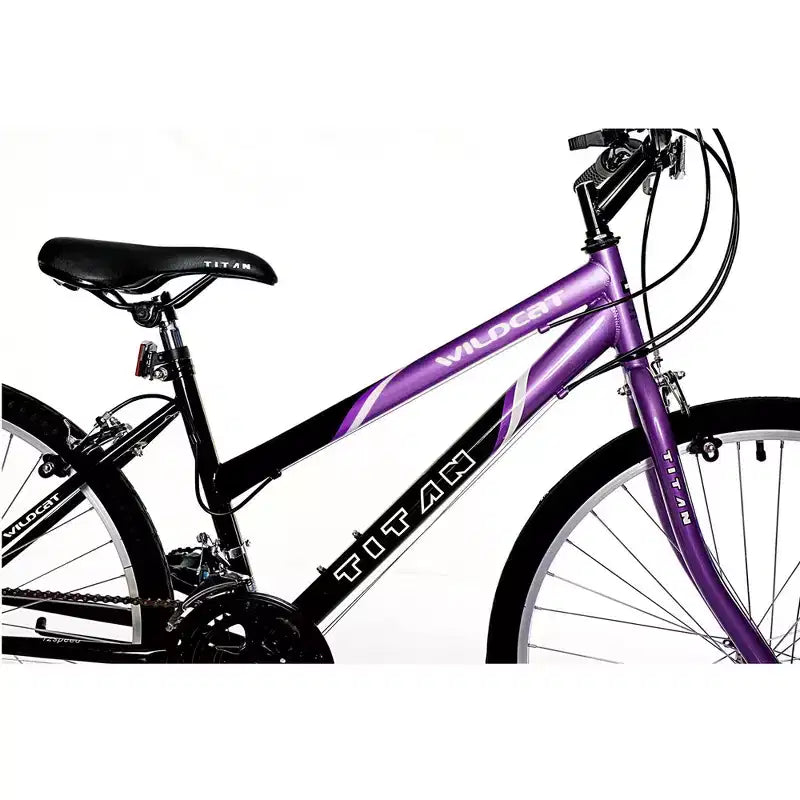 Bicicleta de montaña para mujer Titan Bikes Wildcat de 12 velocidades, morado/negro