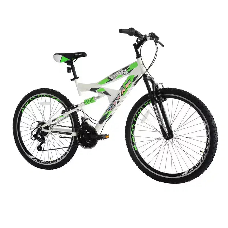 Bicicleta de montaña Titan Pathfinder de 21 velocidades todo terreno para hombre con doble suspensión