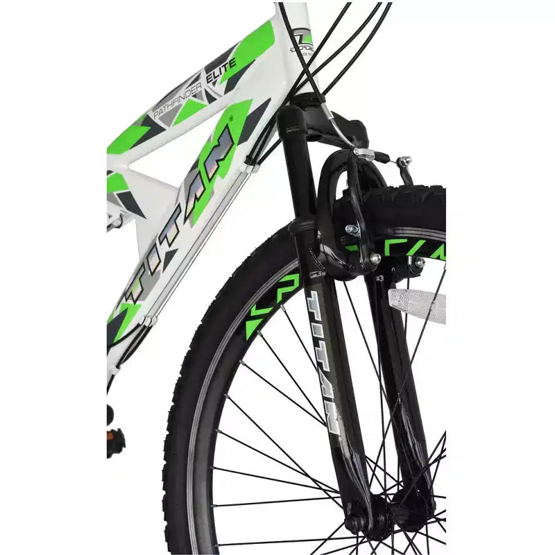 Bicicleta de montaña Titan Pathfinder de 21 velocidades todo terreno para hombre con doble suspensión