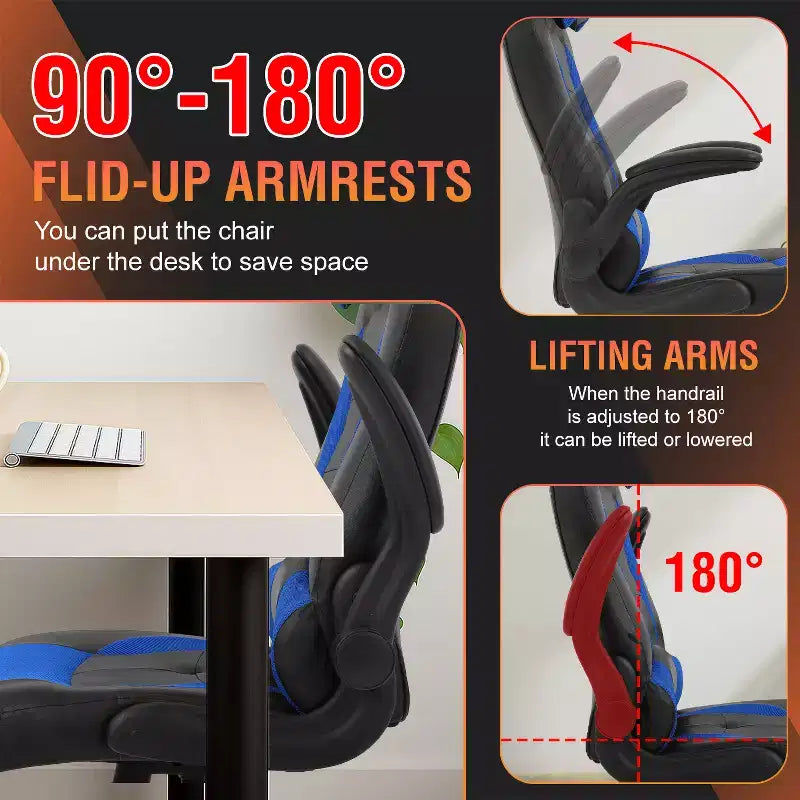 Silla FDW para videojuegos, silla de oficina, silla de escritorio con soporte lumbar, reposabrazos abatibles, reposacabezas