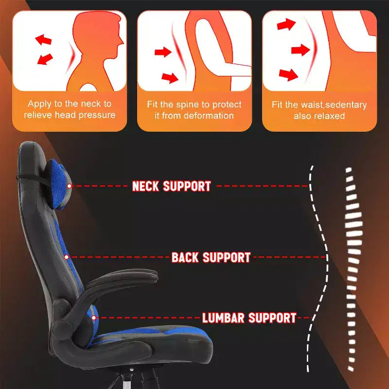 Silla FDW para videojuegos, silla de oficina, silla de escritorio con soporte lumbar, reposabrazos abatibles, reposacabezas