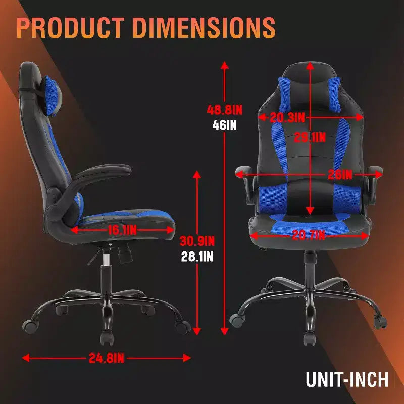 Silla FDW para videojuegos, silla de oficina, silla de escritorio con soporte lumbar, reposabrazos abatibles, reposacabezas