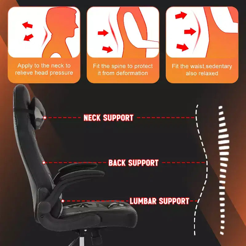 Silla FDW para videojuegos, silla de oficina, silla de escritorio con soporte lumbar, reposabrazos abatibles, reposacabezas