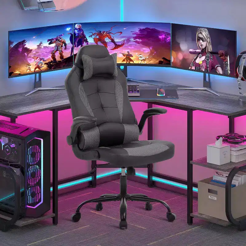 Silla FDW para videojuegos, silla de oficina, silla de escritorio con soporte lumbar, reposabrazos abatibles, reposacabezas