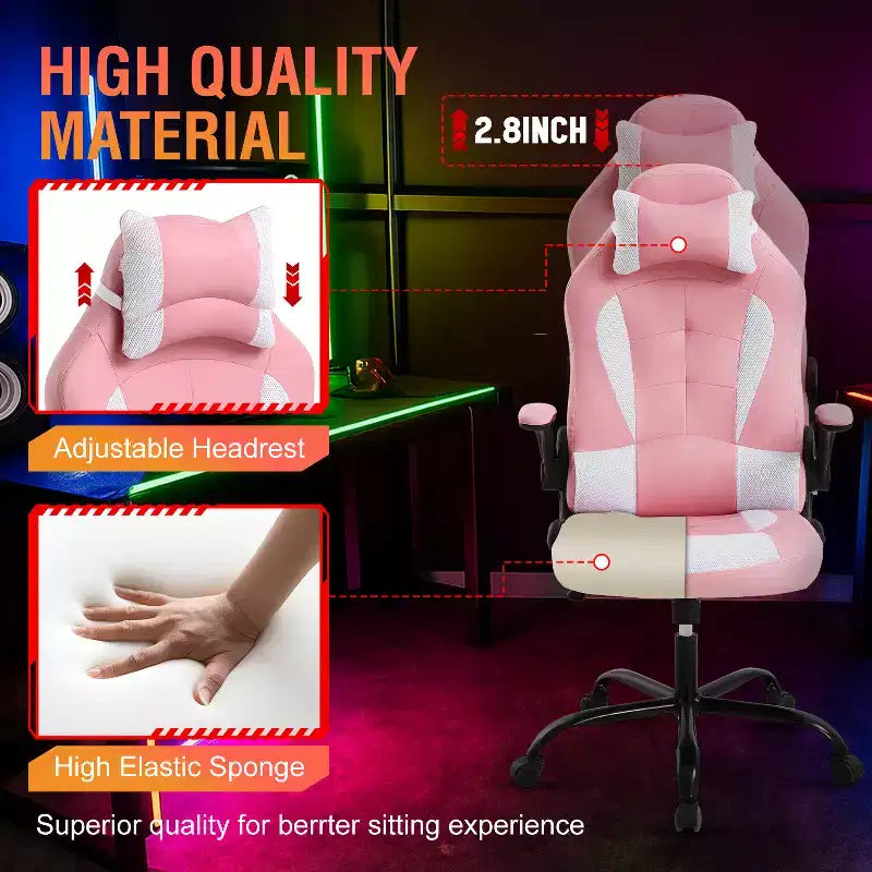 Silla FDW para videojuegos, silla de oficina, silla de escritorio con soporte lumbar, reposabrazos abatibles, reposacabezas