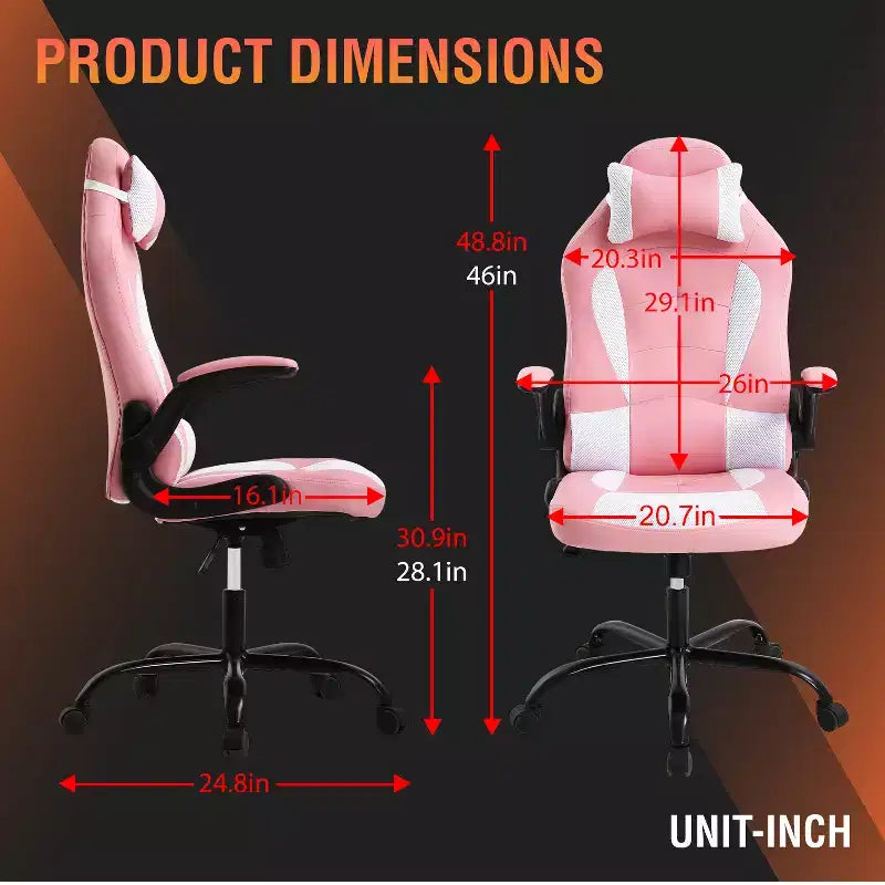 Silla FDW para videojuegos, silla de oficina, silla de escritorio con soporte lumbar, reposabrazos abatibles, reposacabezas