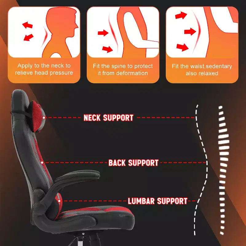 Silla FDW para videojuegos, silla de oficina, silla de escritorio con soporte lumbar, reposabrazos abatibles, reposacabezas