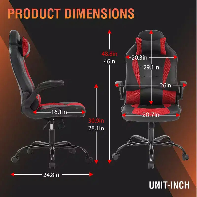 Silla FDW para videojuegos, silla de oficina, silla de escritorio con soporte lumbar, reposabrazos abatibles, reposacabezas