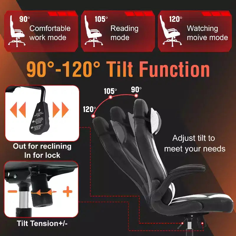 Silla FDW para videojuegos, silla de oficina, silla de escritorio con soporte lumbar, reposabrazos abatibles, reposacabezas