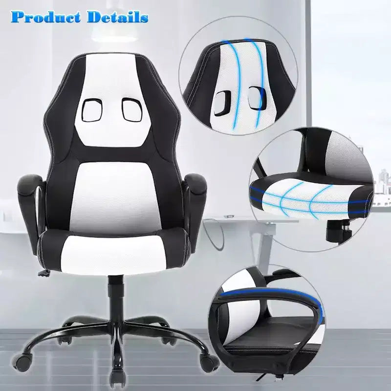 Silla de oficina FDW Silla gamer de PC Silla de escritorio barata de cuero PU Silla ejecutiva para ordenador Soporte lumbar para mujeres y hombres