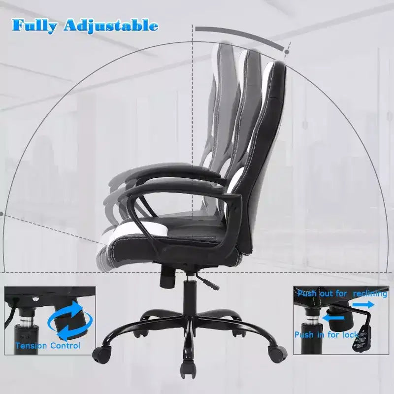 Silla de oficina FDW Silla gamer de PC Silla de escritorio barata de cuero PU Silla ejecutiva para ordenador Soporte lumbar para mujeres y hombres