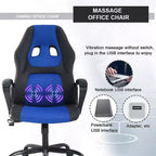 FDW Silla de Carreras para Juegos, Silla de Oficina en Casa, Silla Ergonómica de Escritorio, Silla de Ordenador de Cuero PU con Masaje, Soporte Lumbar, Reposacabezas y Apoyabrazos