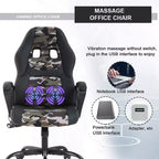 FDW Silla de Carreras para Juegos, Silla de Oficina en Casa, Silla Ergonómica de Escritorio, Silla de Ordenador de Cuero PU con Masaje, Soporte Lumbar, Reposacabezas y Apoyabrazos