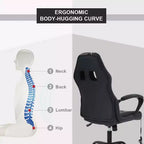FDW Silla de Carreras para Juegos, Silla de Oficina en Casa, Silla Ergonómica de Escritorio, Silla de Ordenador de Cuero PU con Masaje, Soporte Lumbar, Reposacabezas y Apoyabrazos