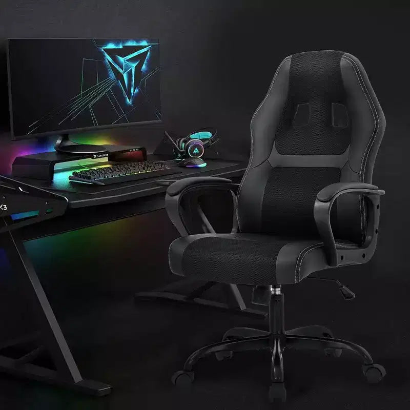 FDW Silla de Carreras para Juegos, Silla de Oficina en Casa, Silla Ergonómica de Escritorio, Silla de Ordenador de Cuero PU con Masaje, Soporte Lumbar, Reposacabezas y Apoyabrazos