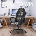 FDW Silla de Carreras para Juegos, Silla de Oficina en Casa, Silla Ergonómica de Escritorio, Silla de Ordenador de Cuero PU con Masaje, Soporte Lumbar, Reposacabezas y Apoyabrazos