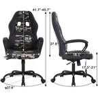 FDW Silla de Carreras para Juegos, Silla de Oficina en Casa, Silla Ergonómica de Escritorio, Silla de Ordenador de Cuero PU con Masaje, Soporte Lumbar, Reposacabezas y Apoyabrazos