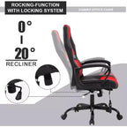 FDW Silla de Carreras para Juegos, Silla de Oficina en Casa, Silla Ergonómica de Escritorio, Silla de Ordenador de Cuero PU con Masaje, Soporte Lumbar, Reposacabezas y Apoyabrazos