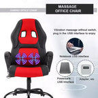 FDW Silla de Carreras para Juegos, Silla de Oficina en Casa, Silla Ergonómica de Escritorio, Silla de Ordenador de Cuero PU con Masaje, Soporte Lumbar, Reposacabezas y Apoyabrazos