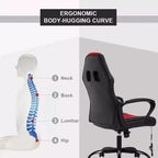 FDW Silla de Carreras para Juegos, Silla de Oficina en Casa, Silla Ergonómica de Escritorio, Silla de Ordenador de Cuero PU con Masaje, Soporte Lumbar, Reposacabezas y Apoyabrazos