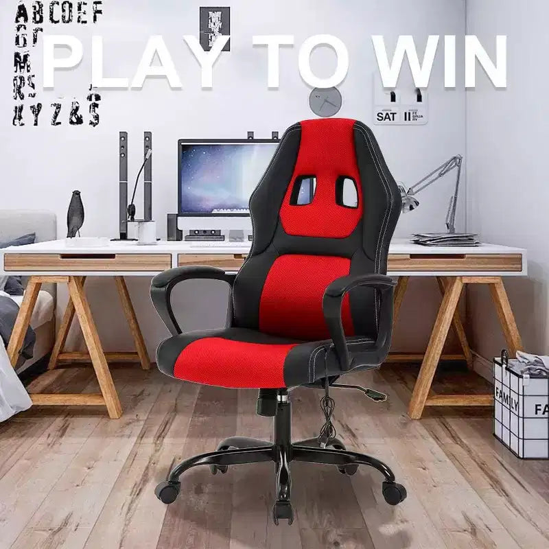 FDW Silla de Carreras para Juegos, Silla de Oficina en Casa, Silla Ergonómica de Escritorio, Silla de Ordenador de Cuero PU con Masaje, Soporte Lumbar, Reposacabezas y Apoyabrazos