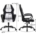 FDW Silla de Carreras para Juegos, Silla de Oficina en Casa, Silla Ergonómica de Escritorio, Silla de Ordenador de Cuero PU con Masaje, Soporte Lumbar, Reposacabezas y Apoyabrazos