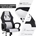 FDW Silla de Carreras para Juegos, Silla de Oficina en Casa, Silla Ergonómica de Escritorio, Silla de Ordenador de Cuero PU con Masaje, Soporte Lumbar, Reposacabezas y Apoyabrazos