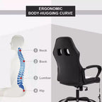 FDW Silla de Carreras para Juegos, Silla de Oficina en Casa, Silla Ergonómica de Escritorio, Silla de Ordenador de Cuero PU con Masaje, Soporte Lumbar, Reposacabezas y Apoyabrazos