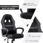 FDW Silla de Carreras para Juegos, Silla de Oficina en Casa, Silla Ergonómica de Escritorio, Silla de Ordenador de Cuero PU con Masaje, Soporte Lumbar, Reposacabezas y Apoyabrazos