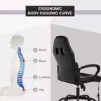 FDW Silla de Carreras para Juegos, Silla de Oficina en Casa, Silla Ergonómica de Escritorio, Silla de Ordenador de Cuero PU con Masaje, Soporte Lumbar, Reposacabezas y Apoyabrazos