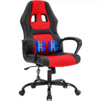 FDW Silla de Carreras para Juegos, Silla de Oficina en Casa, Silla Ergonómica de Escritorio, Silla de Ordenador de Cuero PU con Masaje, Soporte Lumbar, Reposacabezas y Apoyabrazos