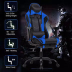 FDW Silla Gaming para PC, Silla de Oficina, Silla Ejecutiva de Respaldo Alto de Cuero PU, Silla de Ordenador de Carreras con Soporte Lumbar y Reposapiés