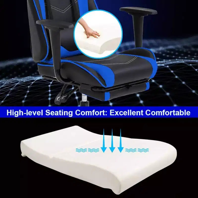 FDW Silla Gaming para PC, Silla de Oficina, Silla Ejecutiva de Respaldo Alto de Cuero PU, Silla de Ordenador de Carreras con Soporte Lumbar y Reposapiés